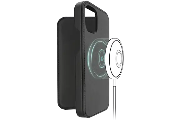 iPhone is charged in the mobile phone case.